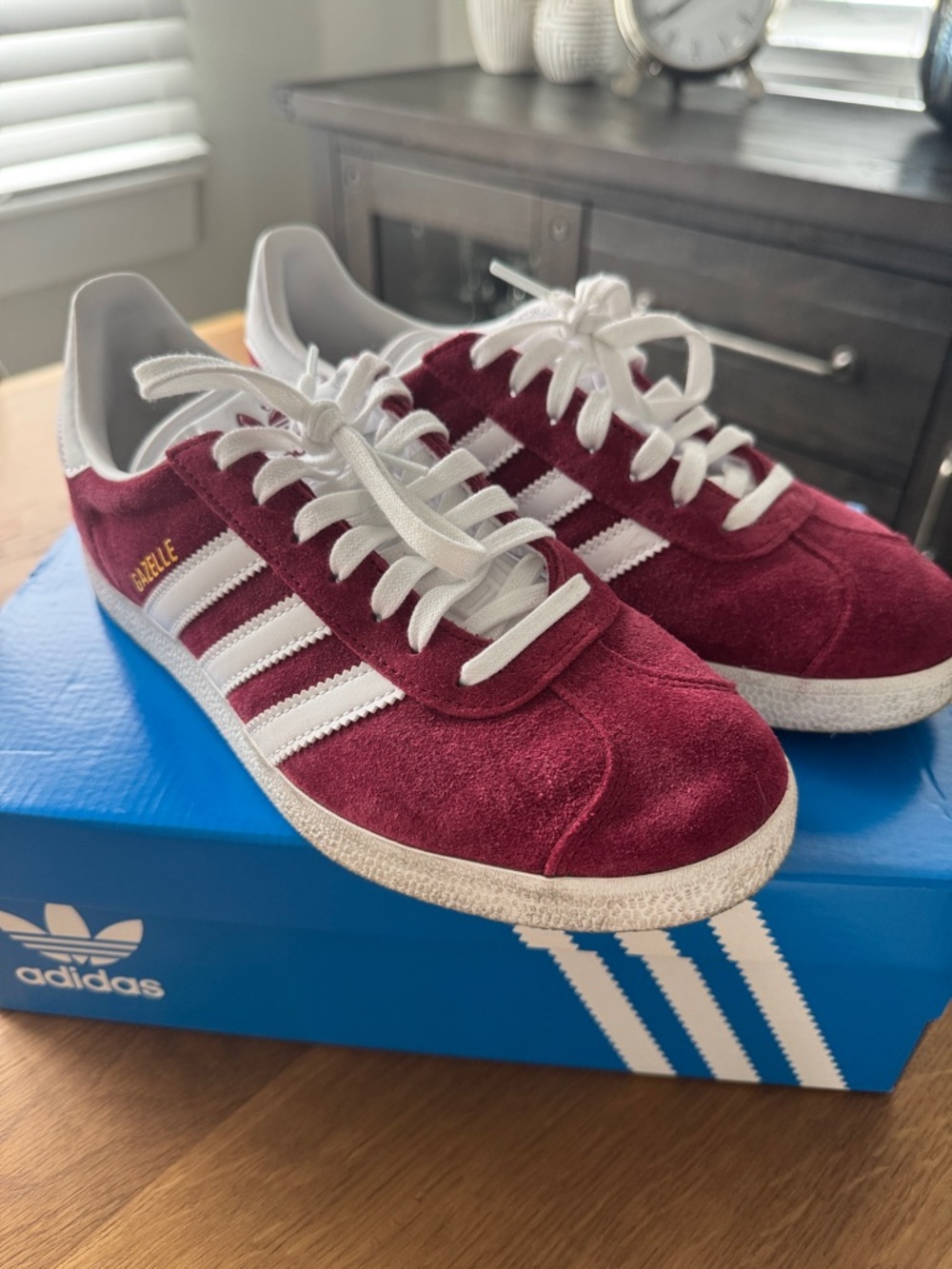 adidas Gazelle Sneakers in Burgundy and White